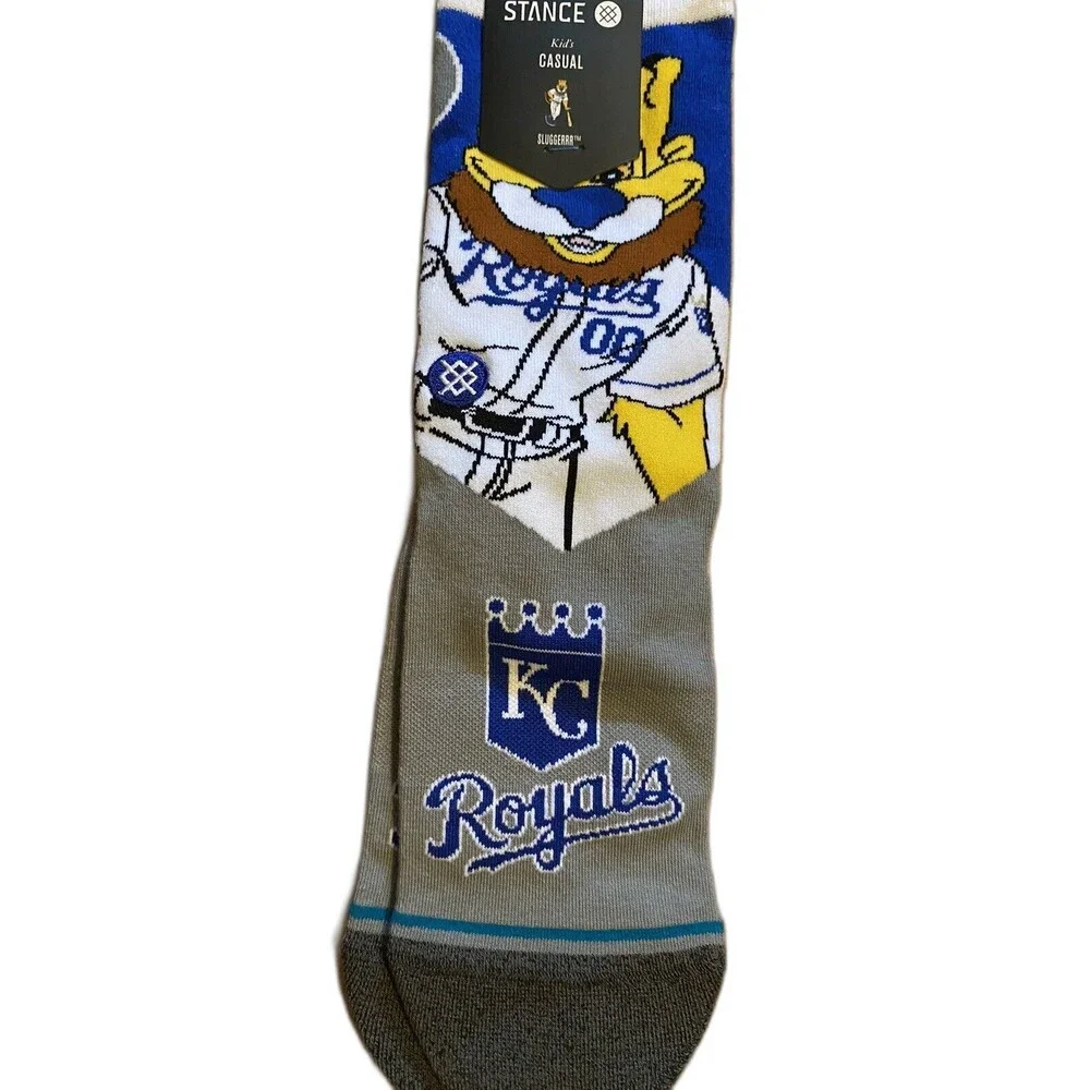 Stance Kansas City Royals MLB Royals Mascot Socks Youth Size Large 3-5.5 NWT